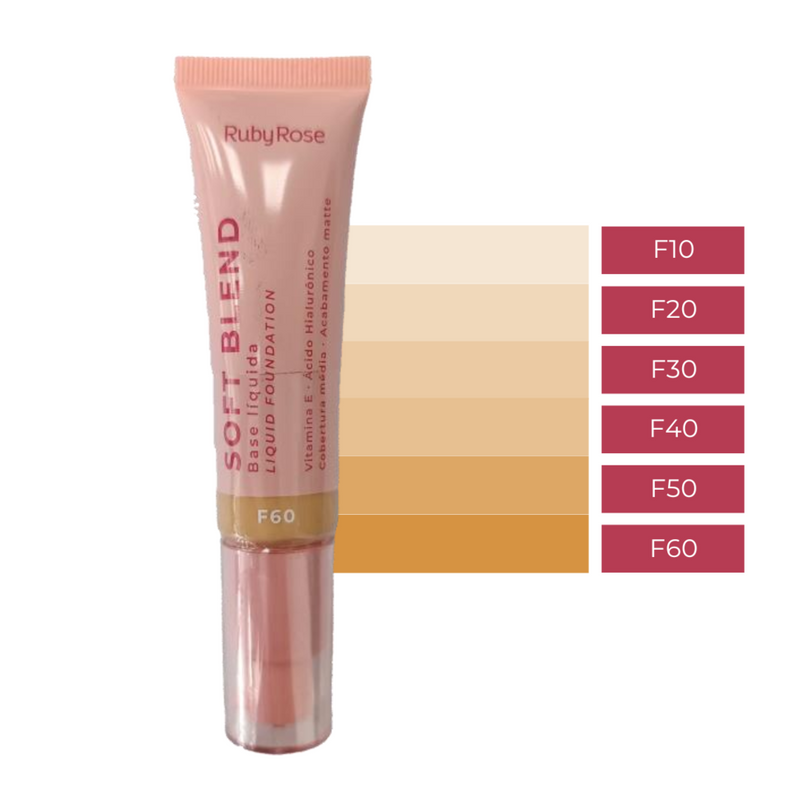 Base Líquida Soft Blend Ruby Rose Linha Rosa (nova cor)